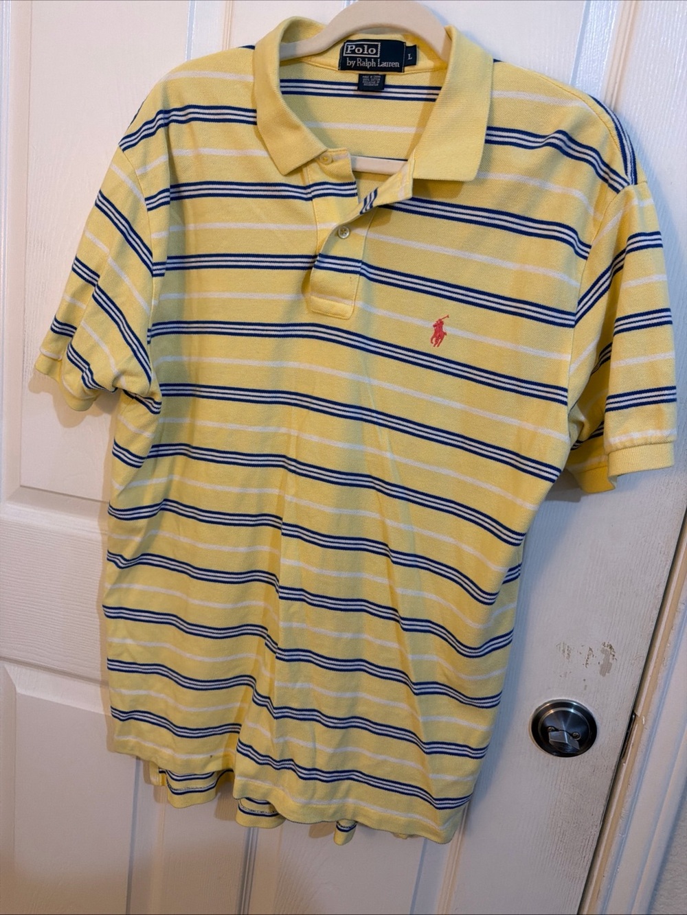 Ralph Lauren Yellow Polo with Navy & White Stripes